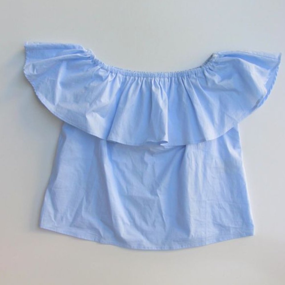 Stretch Cotton Cold Shoulder Ruffle Top XS